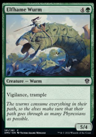 (161) Magic The Gathering Dominaria United Single: Elfhame Wurm Holo Common