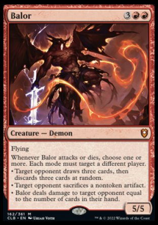 (162) Magic The Gathering Commander Legends: Battle for Baldur's Gate Single: Balor Holo Mythic