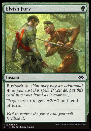 (162/254) Magic The Gathering Modern Horizons Single: Elvish Fury Holo Common