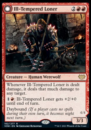 (162) Magic The Gathering Innistrad: Crimson Vow Single: Ill-Tempered Loner // Howlpack Avenger Holo Rare