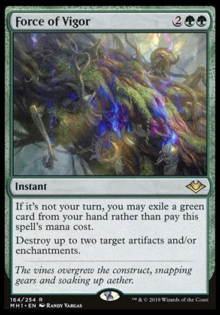 (164/254) Magic The Gathering Modern Horizons Single: Force of Vigor Holo Rare