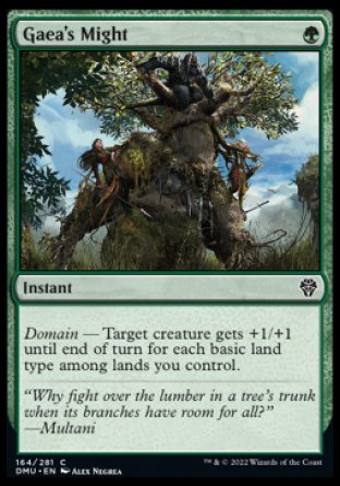(164) Magic The Gathering Dominaria United Single: Gaea's Might Holo Common