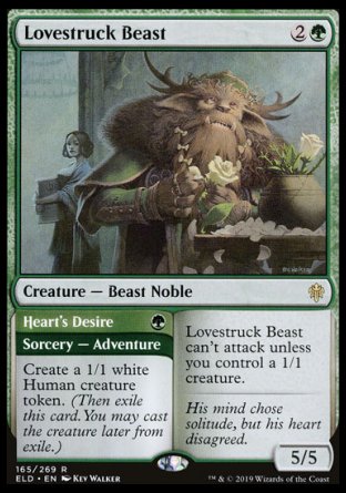(165/269) Magic The Gathering Throne of Eldraine Single: Lovestruck Beast // Heart's Desire Holo Rare