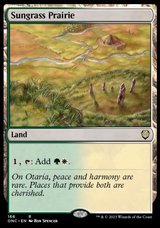 (166) Magic The Gathering Commander: Phyrexia: All Will Be One Single: Sungrass Prairie  Rare