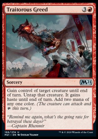 (166) Magic The Gathering Core 2021 Single: Traitorous Greed Holo Uncommon
