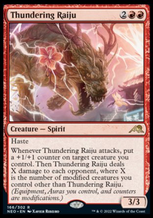 (166) Magic The Gathering Kamigawa: Neon Dynasty Single: Thundering Raiju Holo Rare