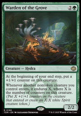 (166) Magic The Gathering Tarkir: Dragonstorm: Promos Single: Warden of the Grove (V.1)  Holo Rare