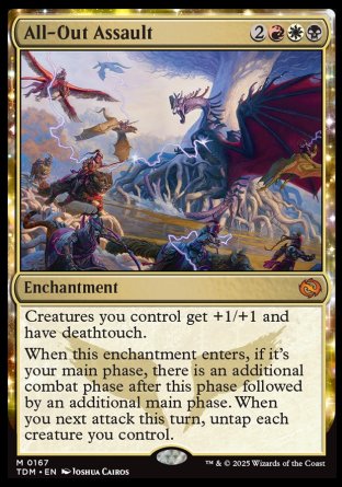 (167) Magic The Gathering Tarkir: Dragonstorm: Promos Single: All-Out Assault (V.1)  Holo Mythic
