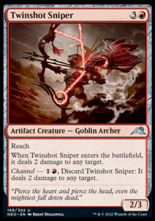 (168) Magic The Gathering Kamigawa: Neon Dynasty Single: Twinshot Sniper Holo Uncommon
