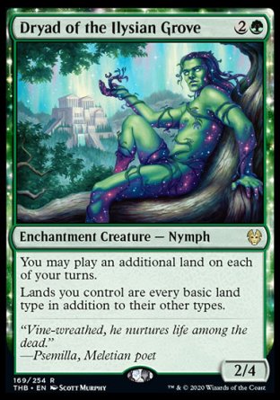 (169/254) Magic The Gathering Theros Beyond Death Single: Dryad of the Ilysian Grove Holo Rare