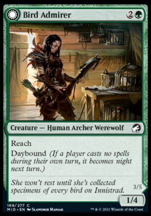 (169) Magic The Gathering Innistrad: Midnight Hunt Single: Bird Admirer // Wing Shredder Holo Common