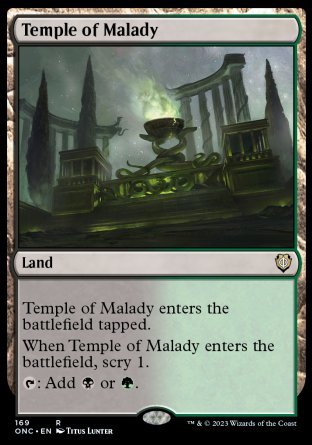 (169) Magic The Gathering Commander: Phyrexia: All Will Be One Single: Temple of Malady  Rare