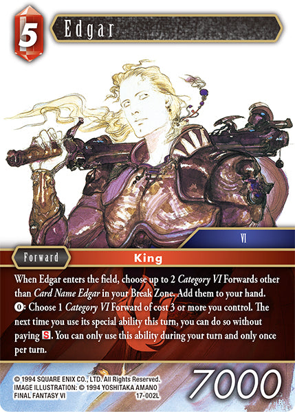 (002) Final Fantasy TCG Rebellion's Call Single: Edgar (17-002)  Legend