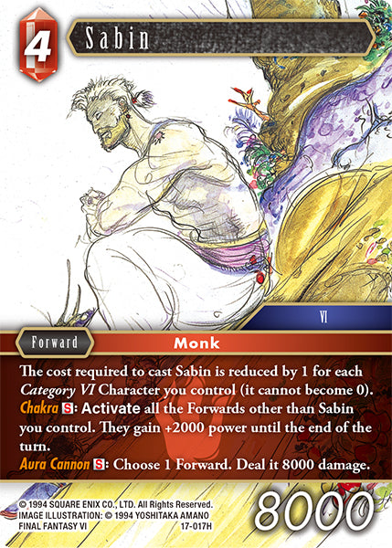 (017) Final Fantasy TCG Rebellion's Call Single: Sabin (17-017) Holo Hero