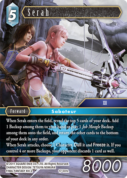 (031) Final Fantasy TCG Rebellion's Call Single: Serah (17-031) Holo Legend