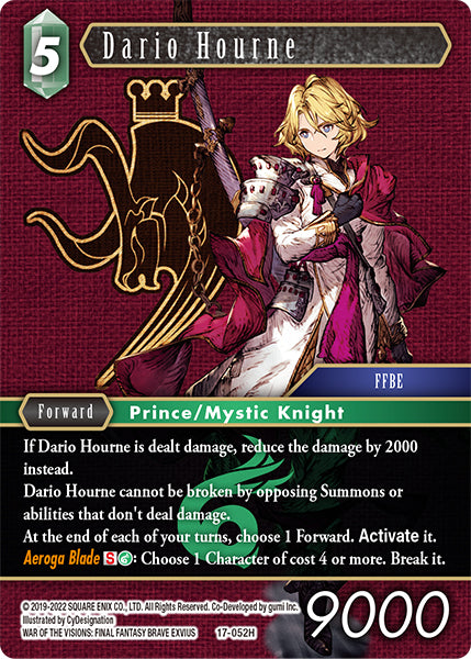 (052) Final Fantasy TCG Rebellion's Call Single: Dario Hourne (17-052)  Hero