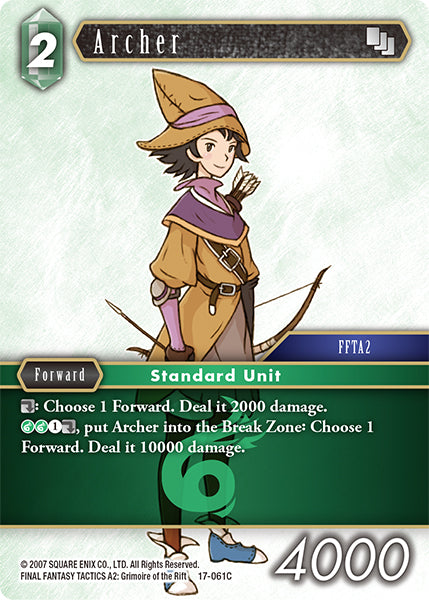(061) Final Fantasy TCG Rebellion's Call Single: Archer (17-061)  Common