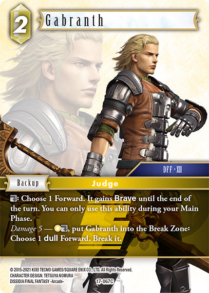 (067) Final Fantasy TCG Rebellion's Call Single: Gabranth (17-067) Holo Common