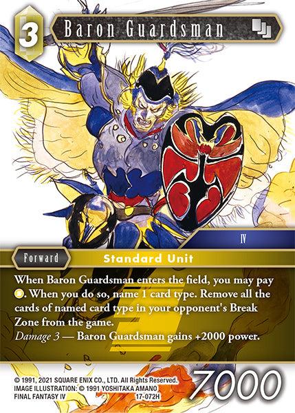 (072) Final Fantasy TCG Rebellion's Call Single: Baron Guardsman (17-072) Holo Hero