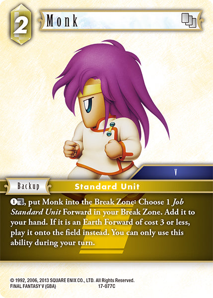 (077) Final Fantasy TCG Rebellion's Call Single: Monk (17-077) Holo Common