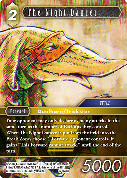 (078) Final Fantasy TCG Rebellion's Call Single: The Night Dancer (17-078) (V.1) Holo Rare