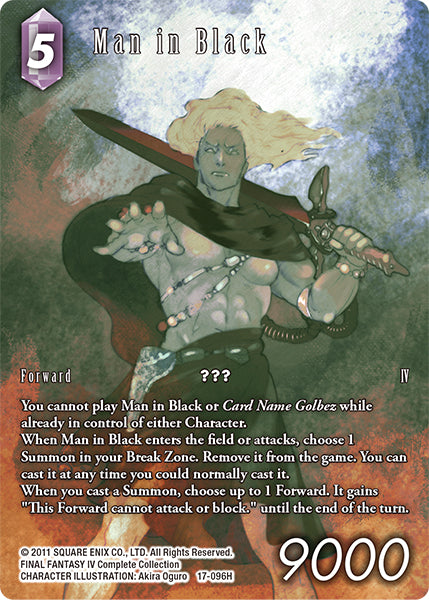 (096) Final Fantasy TCG Rebellion's Call Single: Man in Black (17-096) (V.2) Holo Hero