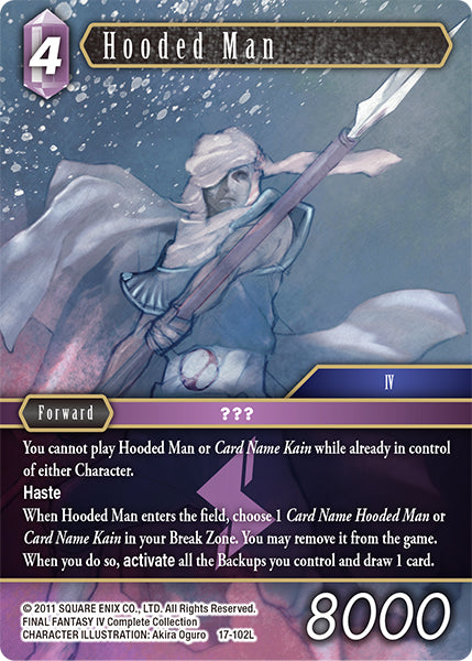 (102) Final Fantasy TCG Rebellion's Call Single: Hooded Man (17-102) (V.1) Holo Legend