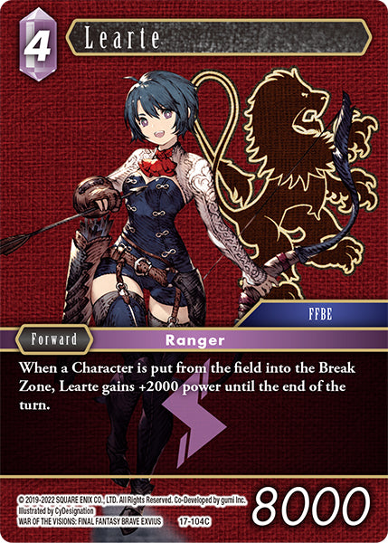 (104) Final Fantasy TCG Rebellion's Call Single: Learte (17-104)  Common