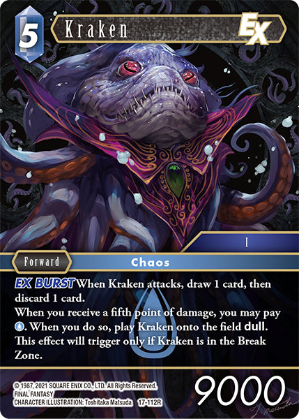 (112) Final Fantasy TCG Rebellion's Call Single: Kraken (17-112) (V.1) Holo Rare