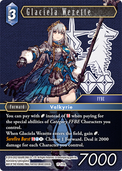 (113) Final Fantasy TCG Rebellion's Call Single: Glaciela Wezette (17-113) Holo Legend