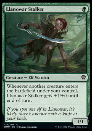 (171) Magic The Gathering Dominaria United Single: Llanowar Stalker Holo Common