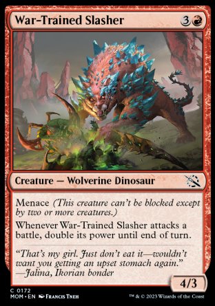 (172) Magic The Gathering March of the Machine Single: War-Trained Slasher Holo Common