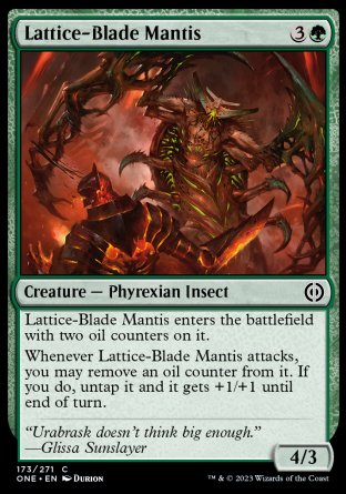 (173) Magic The Gathering Phyrexia: All Will Be One Single: Lattice-Blade Mantis  Common
