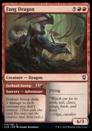 (173) Magic The Gathering Commander Legends: Battle for Baldur's Gate Single: Fang Dragon // Forktail Sweep Holo Common