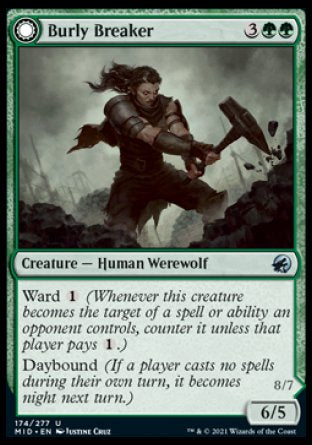 (174) Magic The Gathering Innistrad: Midnight Hunt Single: Burly Breaker // Dire-Strain Demolisher Holo Uncommon