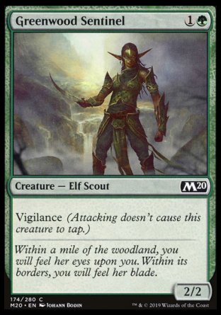 (174/280) Magic The Gathering Core 2020 Single: Greenwood Sentinel Holo Common
