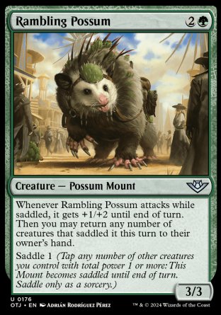 (176) Magic The Gathering Outlaws of Thunder Junction Single: Rambling Possum  Holo Uncommon