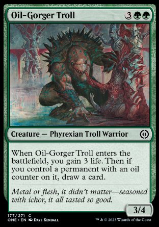 (177) Magic The Gathering Phyrexia: All Will Be One Single: Oil-Gorger Troll Holo Common