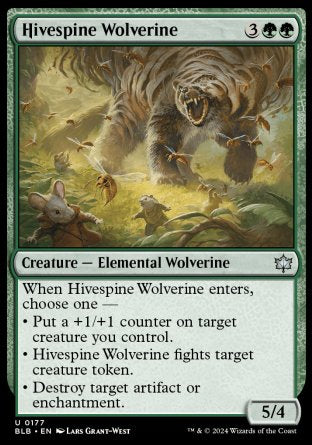 (177) Magic The Gathering Bloomburrow Single: Hivespine Wolverine Holo Uncommon
