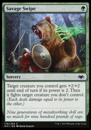 (178/254) Magic The Gathering Modern Horizons Single: Savage Swipe Holo Common