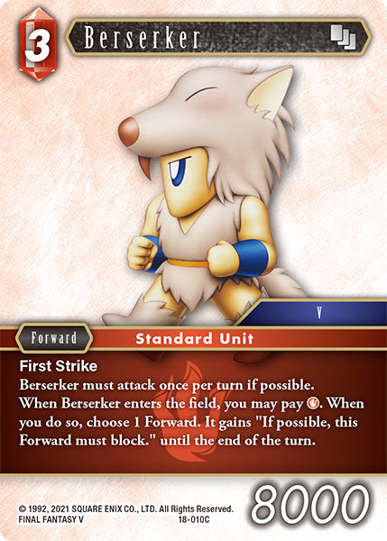 (010) Final Fantasy TCG Resurgence of Power Single: Berserker (18-010)  Common