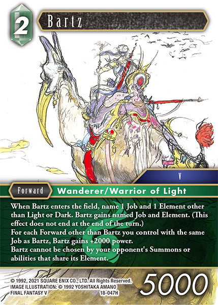 (047) Final Fantasy TCG Resurgence of Power Single: Bartz (18-047) Holo Hero