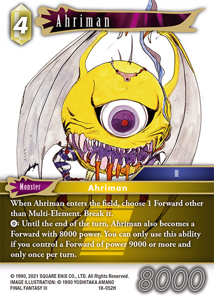 (052) Final Fantasy TCG Resurgence of Power Single: Ahriman (18-052) Holo Hero