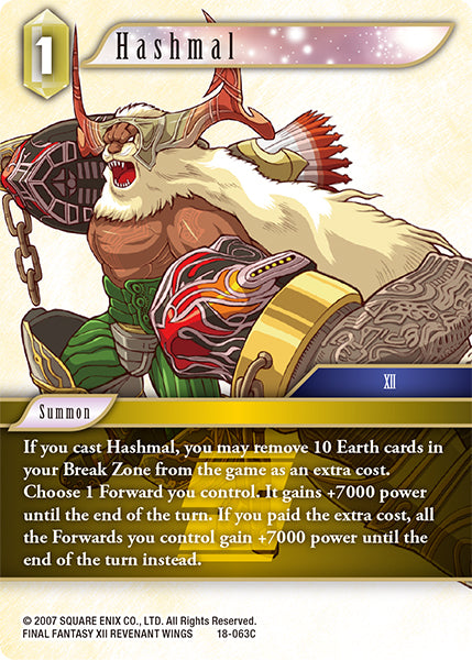 (063) Final Fantasy TCG Resurgence of Power Single: Hashmal (18-063)  Common