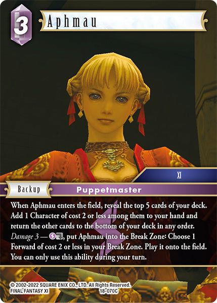 (070) Final Fantasy TCG Resurgence of Power Single: Aphmau (18-070) Holo Common