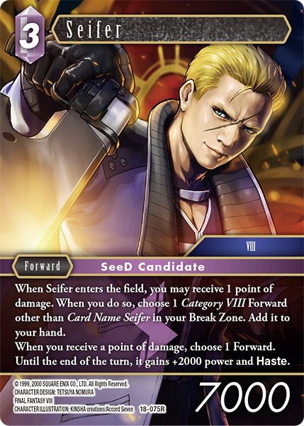 (075) Final Fantasy TCG Resurgence of Power Single: Seifer (18-075) (V.1) Holo Rare