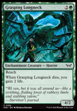 (180) Magic The Gathering Duskmourn: House of Horror Single: Grasping Longneck Holo Common