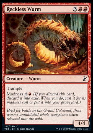 (181/289) Magic The Gathering Time Spiral Remastered Single: Reckless Wurm Holo Common