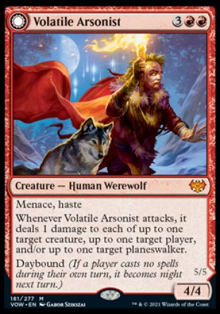 (181) Magic The Gathering Innistrad: Crimson Vow Single: Volatile Arsonist // Dire-Strain Anarchist Holo Mythic