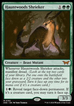 (182) Magic The Gathering Duskmourn: House of Horror Single: Hauntwoods Shrieker Holo Mythic